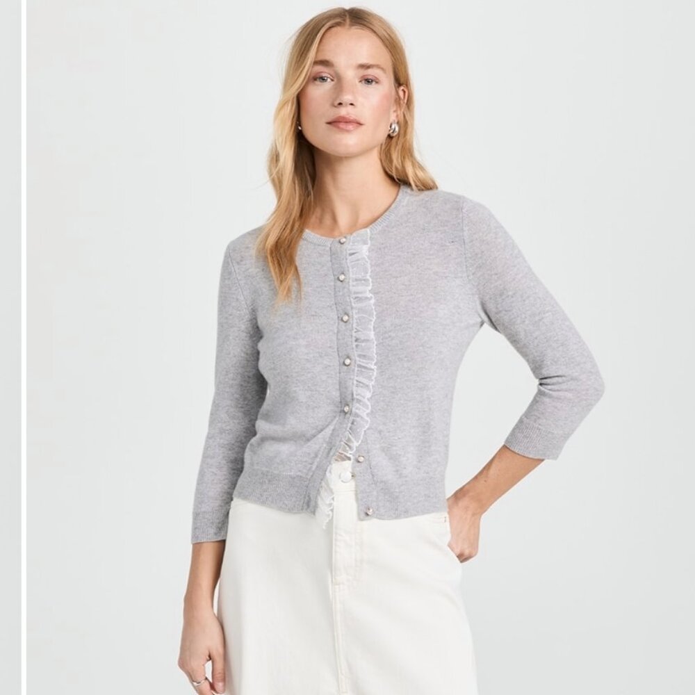 Autumn Cashmere Lace And Pearl Button Embellished Cardigan Size Small